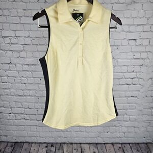 Swing Women's Sleeveless Golf Polo Shirt Yellow Black Medium NWT